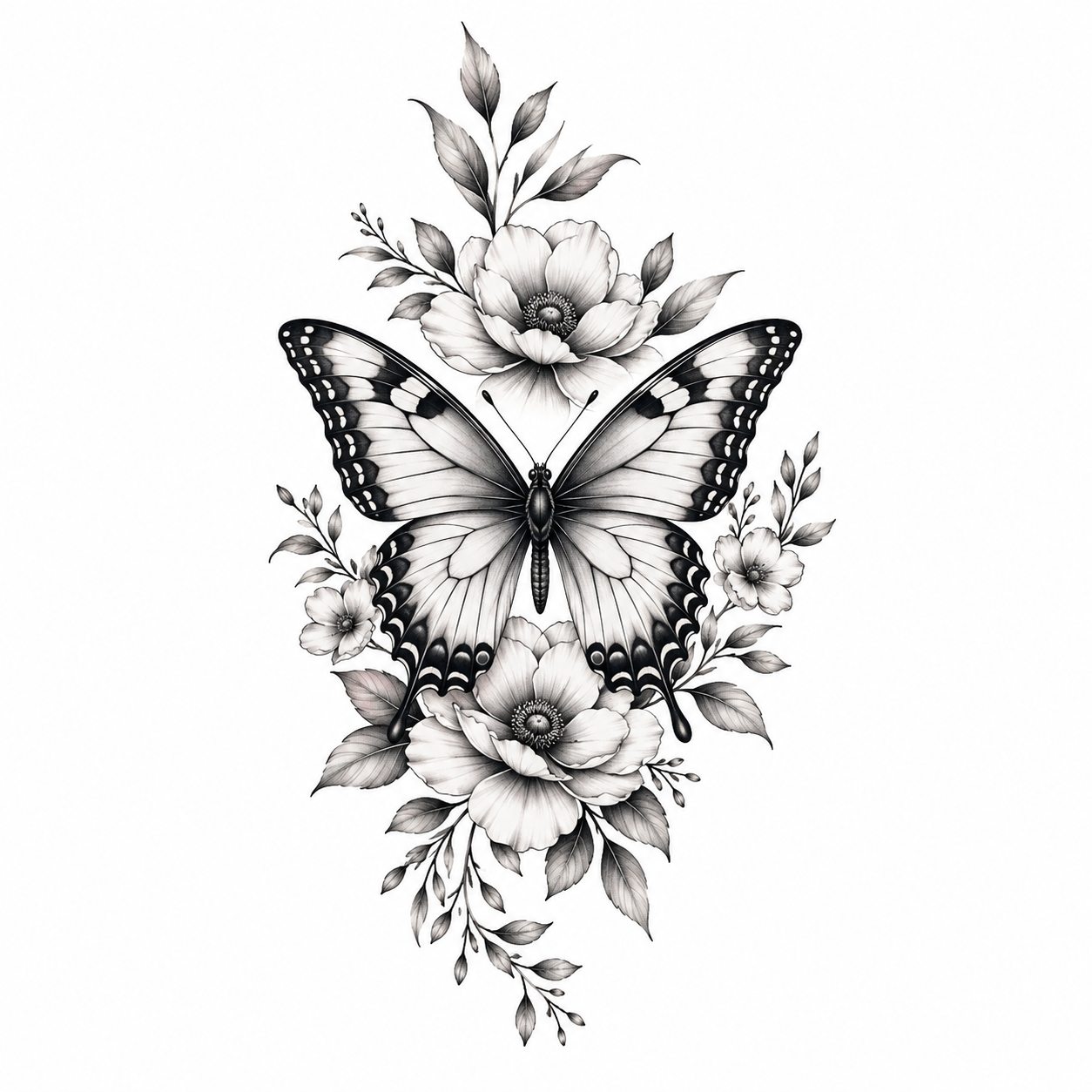 Black and white butterfly tattoo