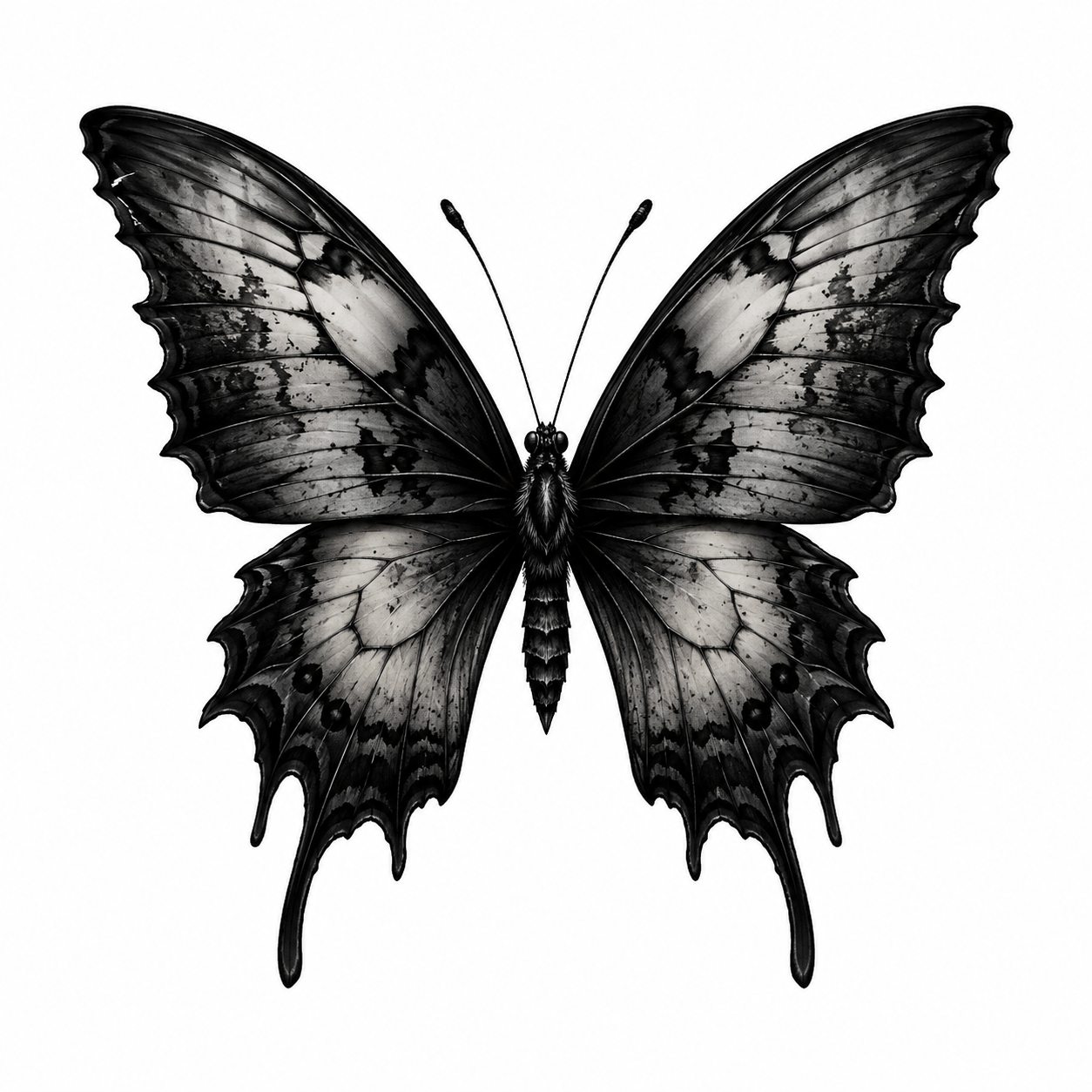 Butterfly tattoo with natural movement for back