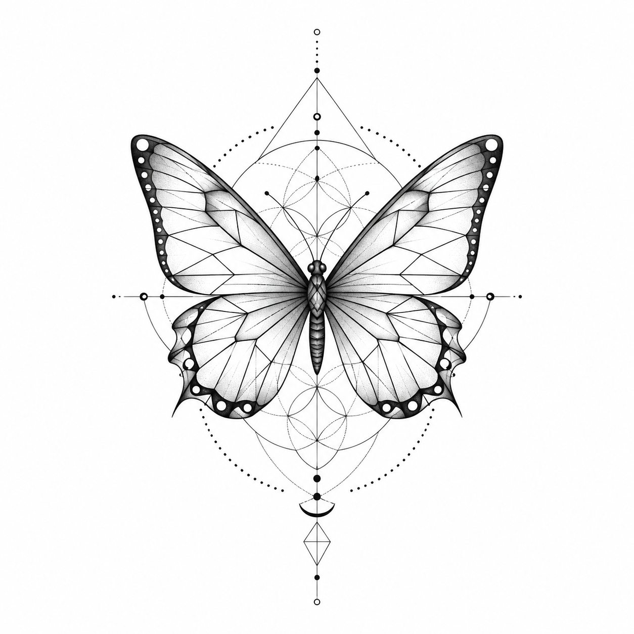 Modern delicate butterfly tattoo