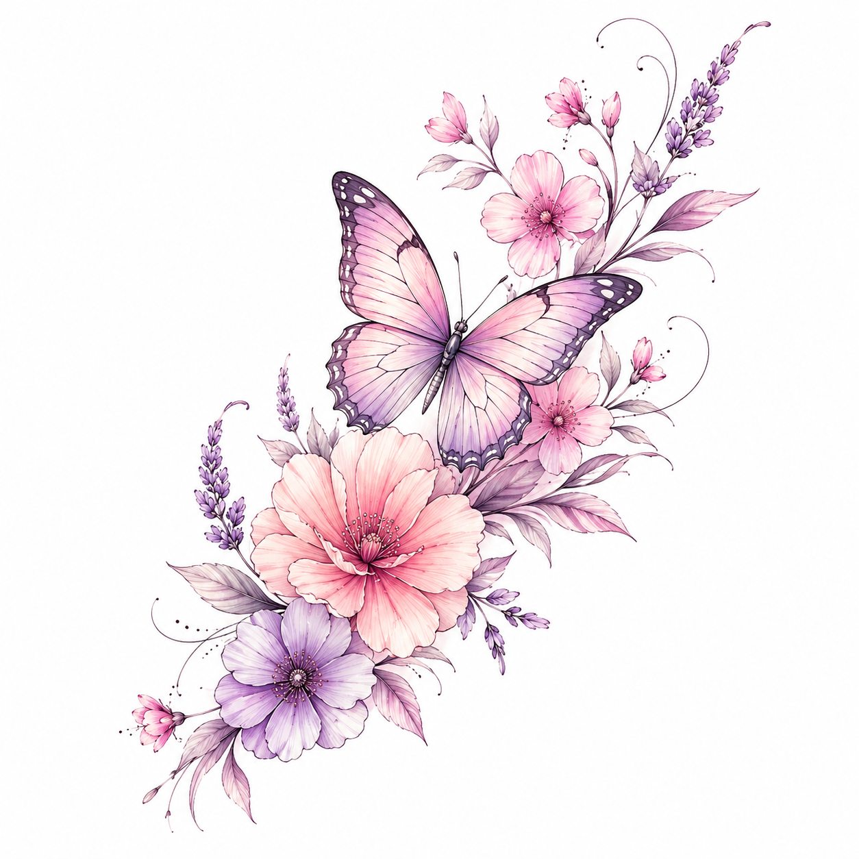 Delicate butterfly tattoo style